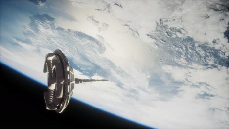Satélite-Espacial-Futurista-Que-Orbita-La-Tierra